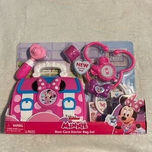 Disney Junior Minnie Mouse Bow-Care Doctor Bag Set Pretend Play Kit 6 Pieces